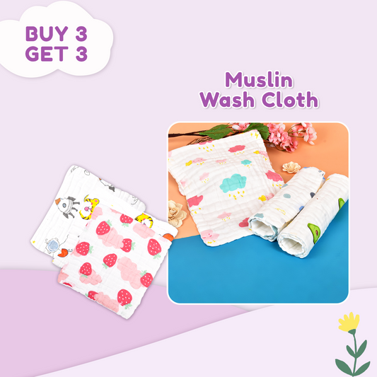 Baby Muslin Napkins | 0-3 Yrs | Buy 3 Get 3 Free