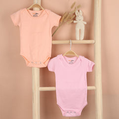 Baby Onesie | Organic Cotton | Peach, Pink  | Pack of 2