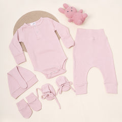 Baby Essential Gift Set | Baby Clothing Gift Combo | New Born Baby Clothing Set | Pack of 5 | Pearl Pink