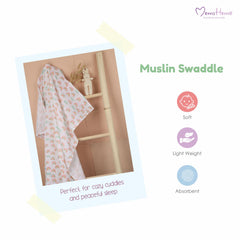 Baby Muslin Swaddle - 100x100 cm- Pack of 3- Dino, Whale, Car