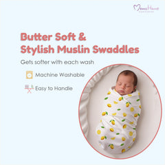 Baby Swaddle Wrap Organic Muslin cotton - 100x100 cm - Pack of 3 - Rainbow, Jungle, Icecream