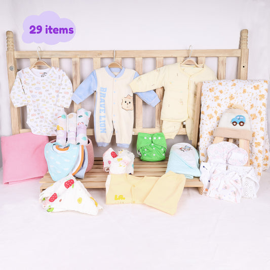 Winter Hospital Kit For Newborn Baby | New Born Baby Essentials Gift Combo | 29 Items | Mixed Design