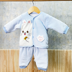 Winter Warm Full Sleeve Co-ord Sets For Baby | Cotton Baby Clothing Set | Cute Cat | Pack of 1