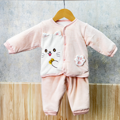 Winter Warm Full Sleeve Co-ord Sets For Baby | Cotton Baby Clothing Set | Cute Cat | Pack of 1