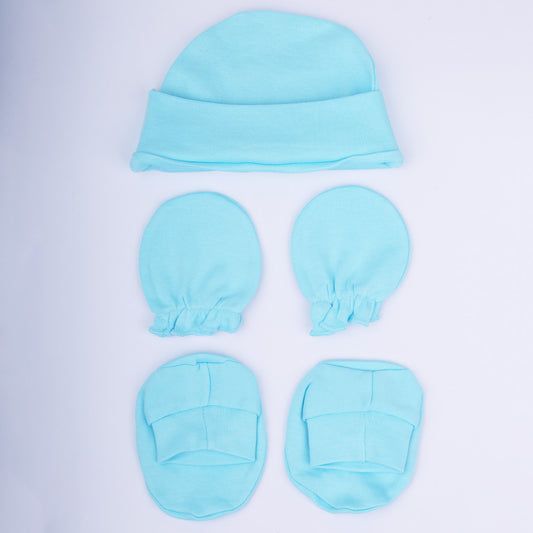 New Born Baby Cap Mitten Bootie Set | 0-3 Months | Pack of 1