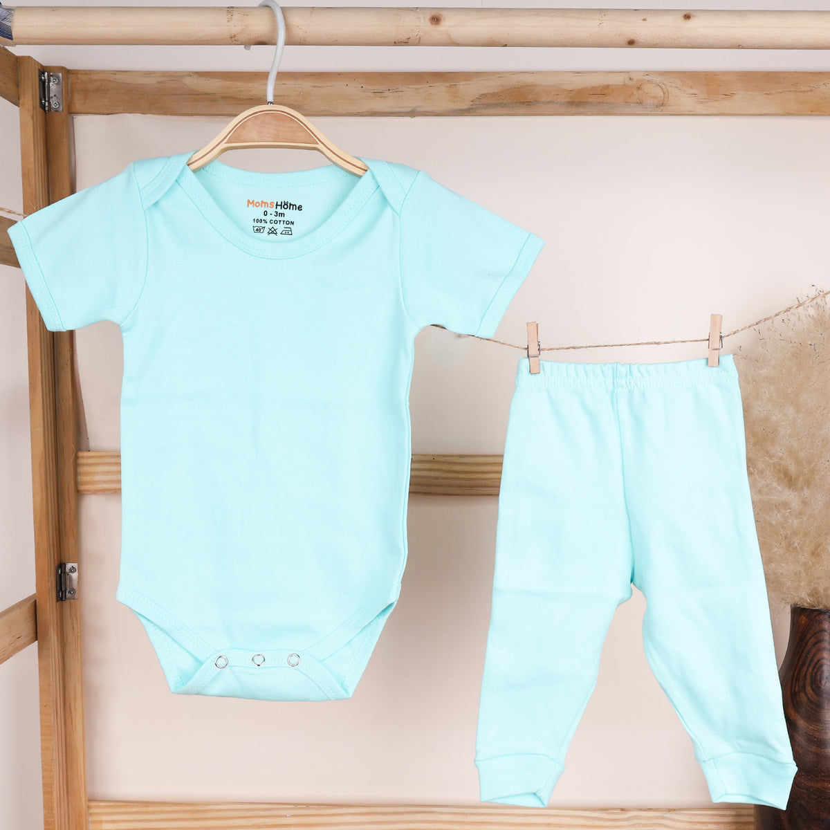 New Born Baby Organic Cotton Half Sleeves Onesie & Pyjama Set | New Born Baby Clothing | 2 Items