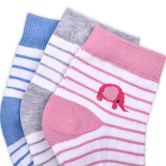 FOOTPRINTS Baby's Organic Colourful Stripes Cotton Socks (6-12 Months) -Pack of 3 Pairs - Baby Eleplant