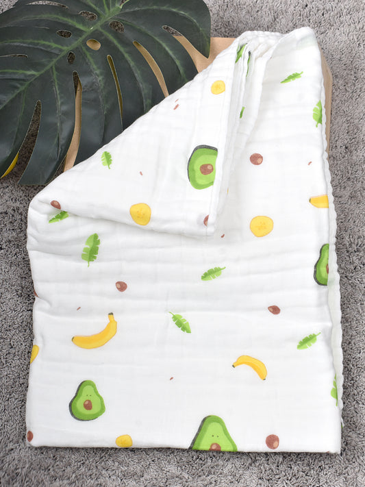Moms Home Baby Super Soft Absorbent Muslin 6 Layer Towel Cum Blanket | 60X120 CM | Avocado