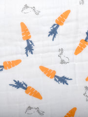 Moms Home Baby Super Soft Absorbent Muslin 6 Layer Towel Cum Blanket | 60 x 120 | Carrot Rabbit