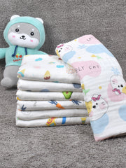 Moms Home Baby Super Soft Absorbent Muslin 6 Layer Towel Cum Blanket | 100x100 cm | Lovely Cat