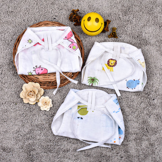 Baby Organic Cotton Printed Muslin Nappies Pack of - 3 Mix