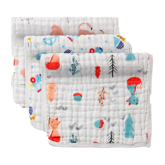 Moms Home 6 Layer Muslin Burp Towel Pack of 3- 30x50cms- Mix Design