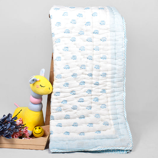 Baby Quilt Organic Cotton Bedspread | Blanket | 100x150 CM | 0-5 Year | Elephent