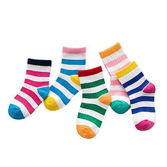 FOOTPRINTS Baby's Organic Cotton Striped Socks (Multicolour, 3-5 Years) - Pack of 5