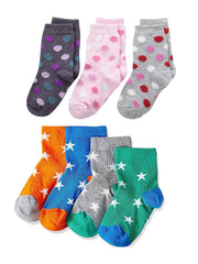 FOOTPRINTS Baby Boy's Big Dot and Star Print Organic Cotton Socks (3-5 Years, Multicolour) - Pack of 7