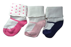 Footprints Super soft Organic cotton socks- Pack of 3 Pairs - (12-24 Months) - Girls Folded