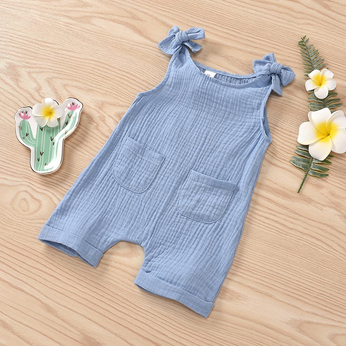 Baby Unisex Organic Muslin Cotton Bodysuit | Blue