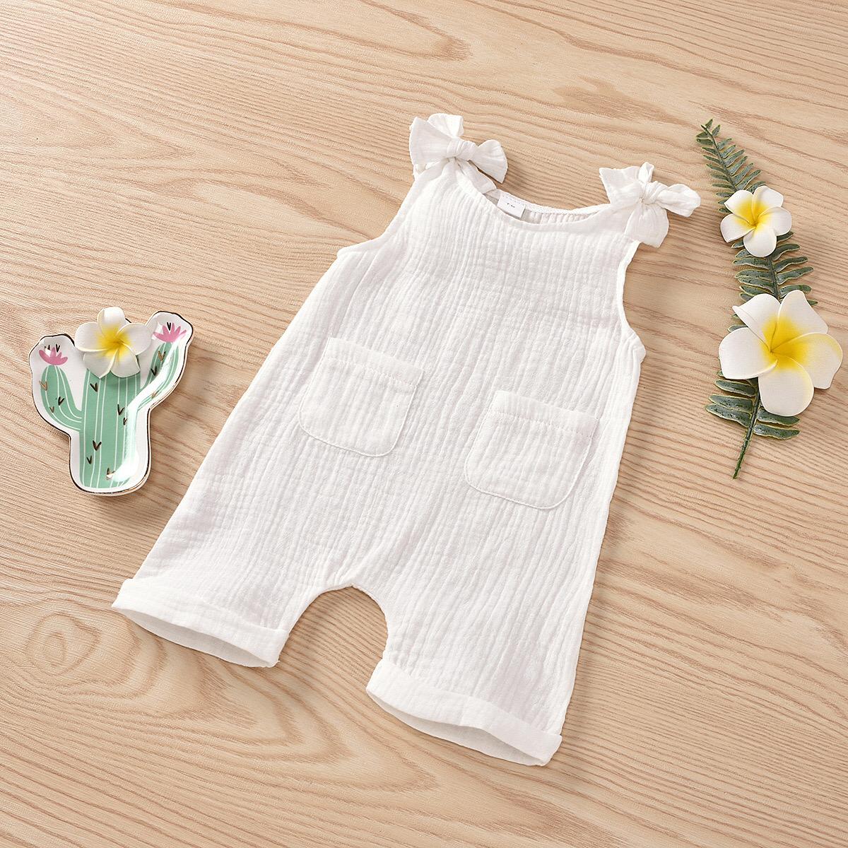 Baby Unisex Organic Muslin Cotton Bodysuit | White