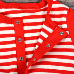 Baby Full Body length Romper/ Sleeping Suit-  Pack of 2 - Red and Green Stripes