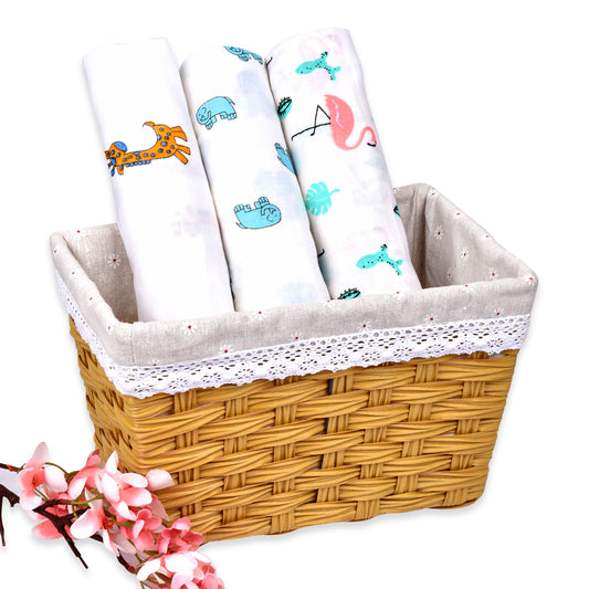 Organic Cotton Baby Muslin Cloth Swaddle | 0-12 Months | Pack of 3