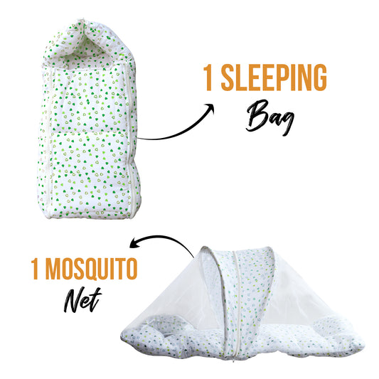 Moms Home Baby Unisex Organic Cotton Mosquito Net & Sleeping Bed Combo , 0-12m - 2 Items