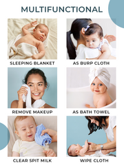 Baby Muslin 6 Layer Wash Towel- 100X100 CM - (0-3 Years)- White and Pack of 5 Napkins