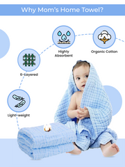 Moms Home Baby Super Soft Absorbent Muslin 6 Layer Towel Cum Blanket | 60 x 120 | Carrot Rabbit